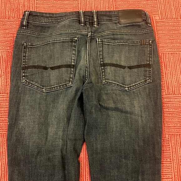 Buffalo mens W32L30 dark blue slim Straight Leg stretch Jeans distressed - Picture 14 of 16